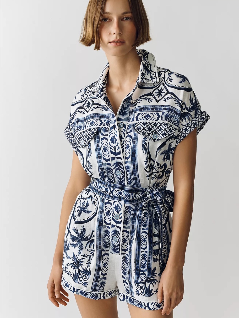 NWT FARM RIO Off-White Wonderful City Belted Romper